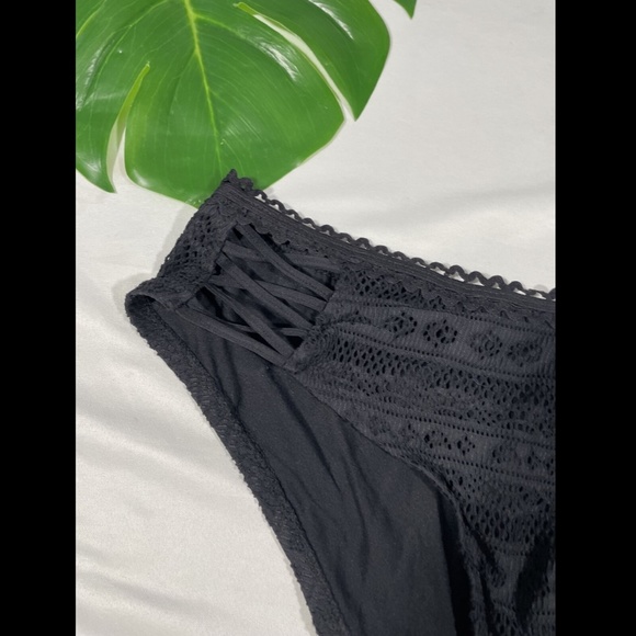 NEW Becca Lace-Up Hipster Bikini Bottoms in Black‎ [SZ Large ] - Picture 5 of 12